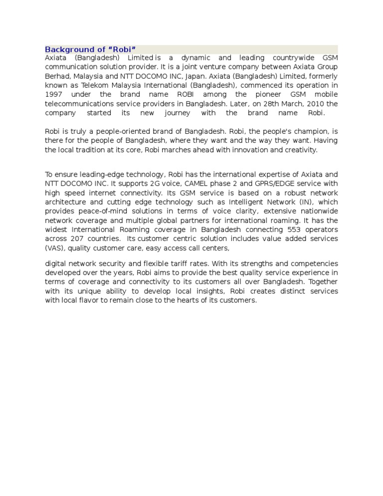Robi: Leading 5G Network Solutions in Bangladesh | PDF