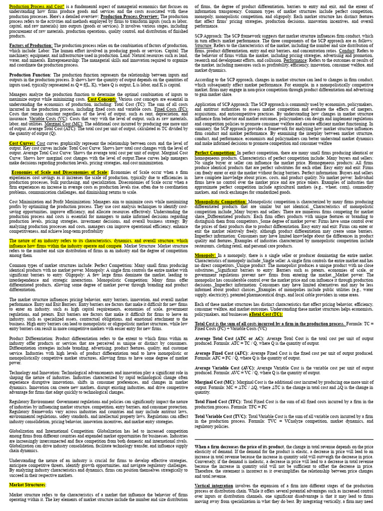 Cheat Sheet EKMAN | PDF | Monopoly | Perfect Competition