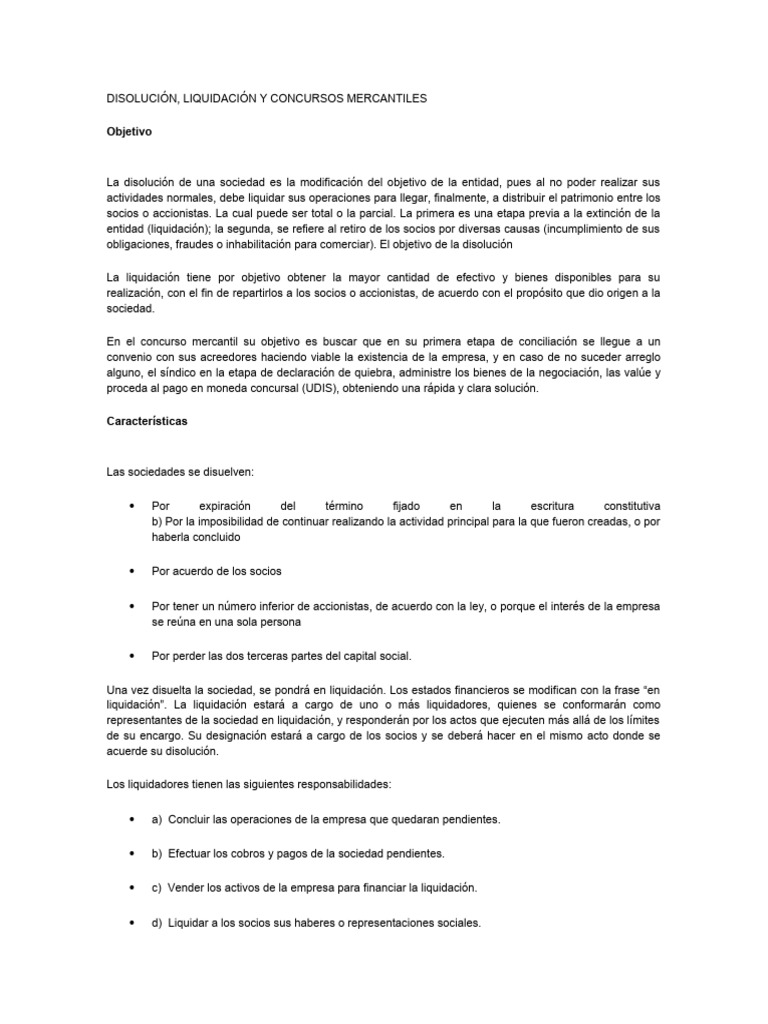 Disolucion Y Liquidacion De Sociedades 1 Pdf Liquidación Sociedad