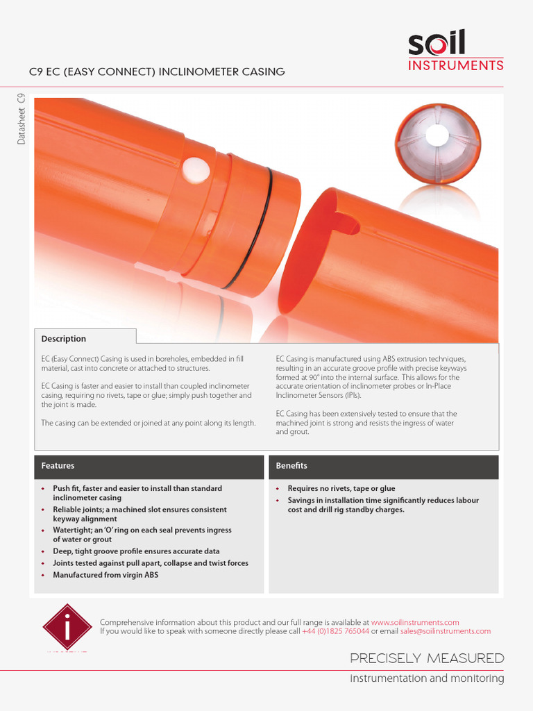 Easy Connect Inclinometer Casing Datasheet | PDF