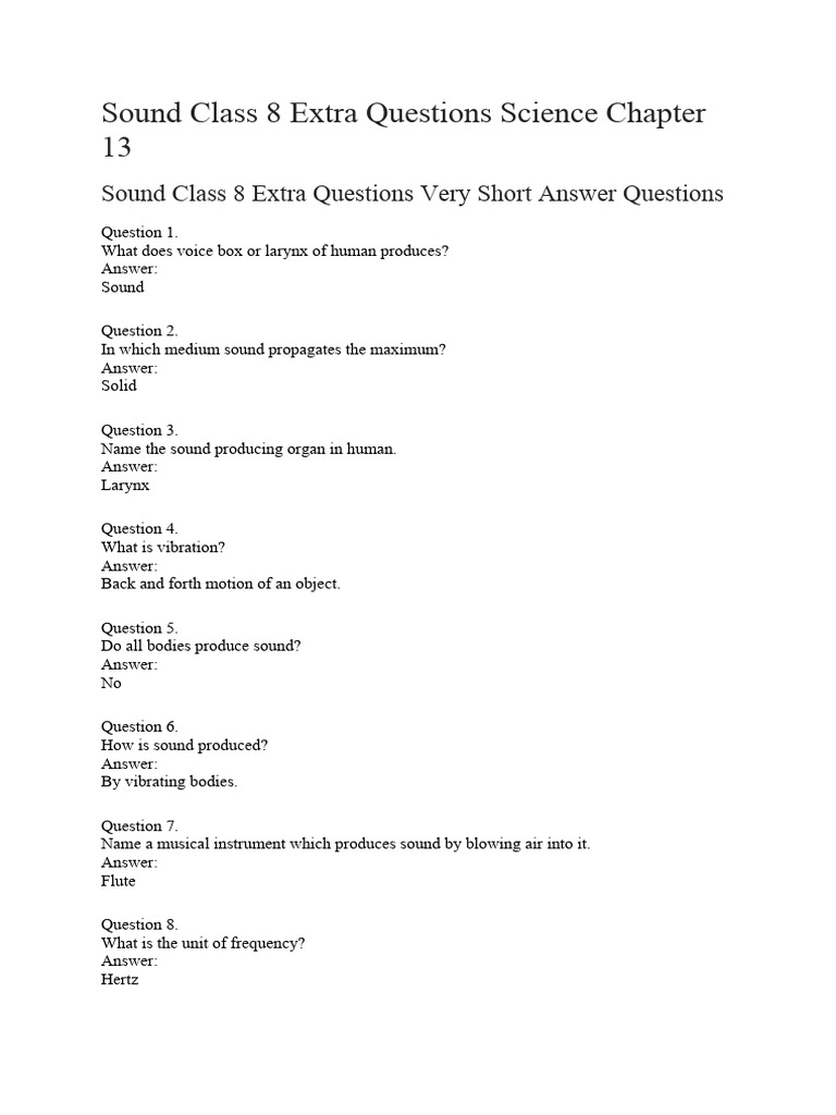 Sound Class 8 Chapter 13 PDF Sound Frequency