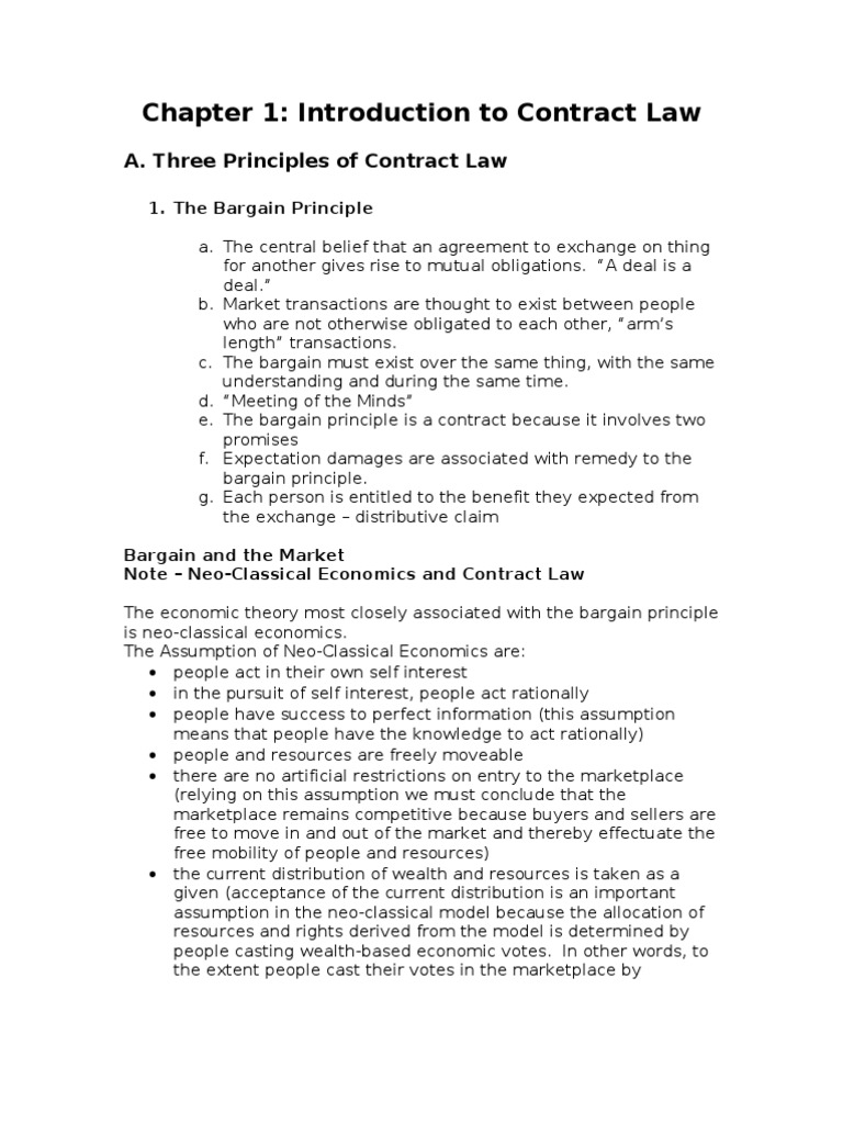 An Analysis of the Three Foundational Principles of Contract Law The