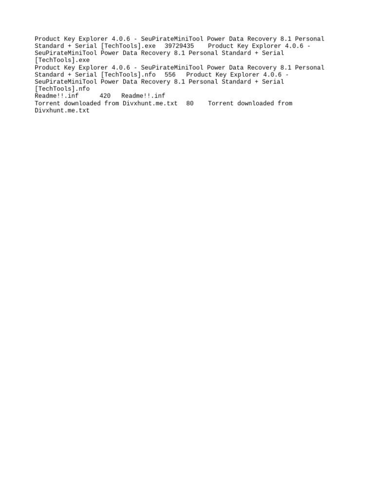 Minitool power data recovery 8 1 personal standard serial techtools