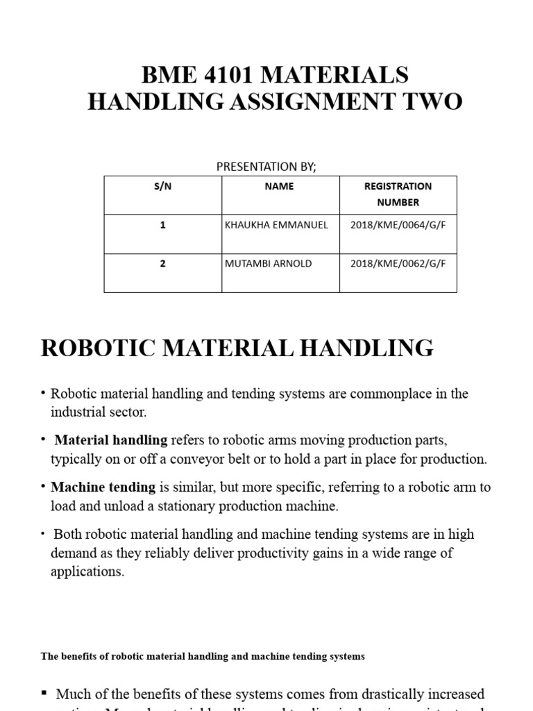 Materials Handling Power Presentation0001 | PDF | Robot | Robotics