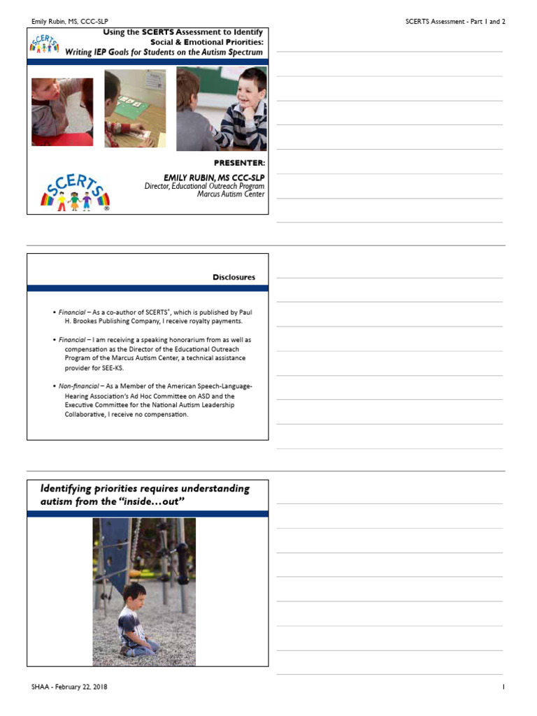 Rubin, E SCERTS AssessmentParts1 2 | PDF | Communication | Nonverbal ...