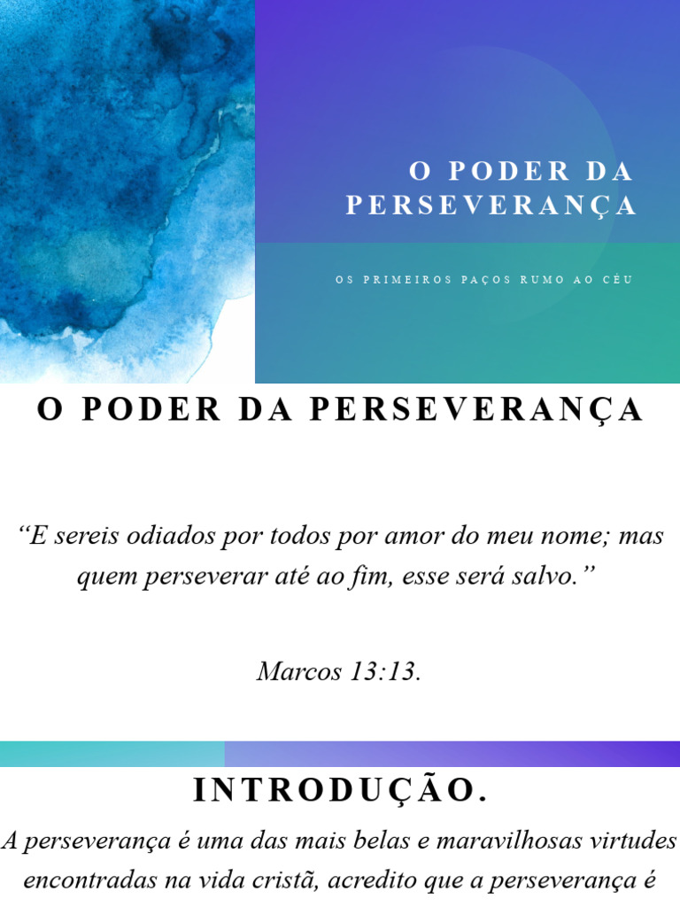 O Poder da Perseverança Cristã | PDF | Oração | Fé