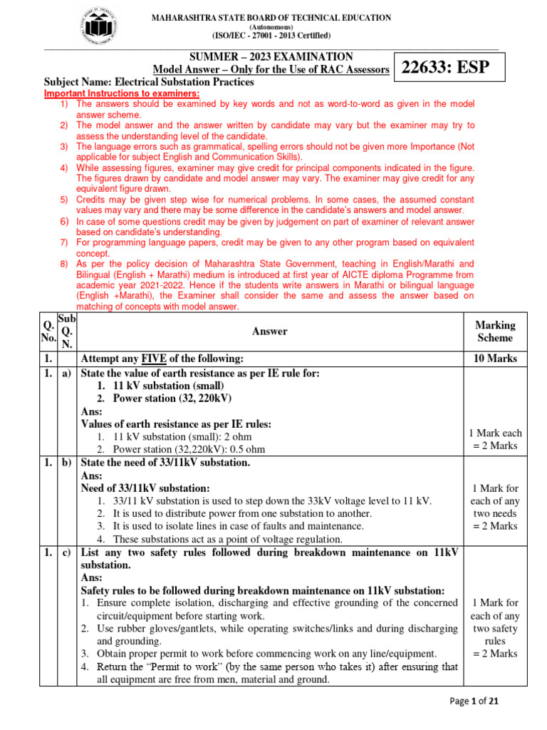 Important Instructions To Examiners:: (Autonomous) | PDF | Electrical ...