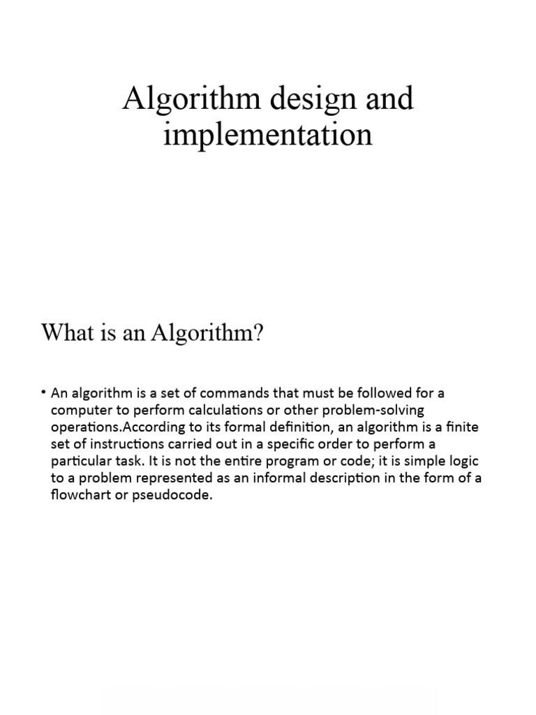 Algorithm design and implementation pdf algorithms computational