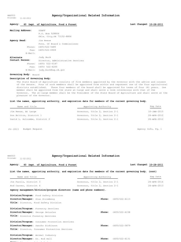 Agency Organizational Overview 2013 | PDF | Forestry | Agriculture