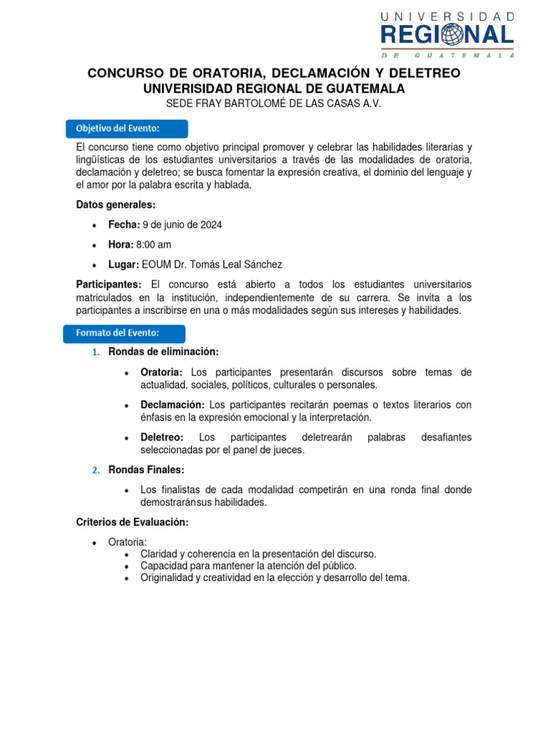 Concurso Oratoria y Deletreo 2024 | PDF | Hablar en público ...