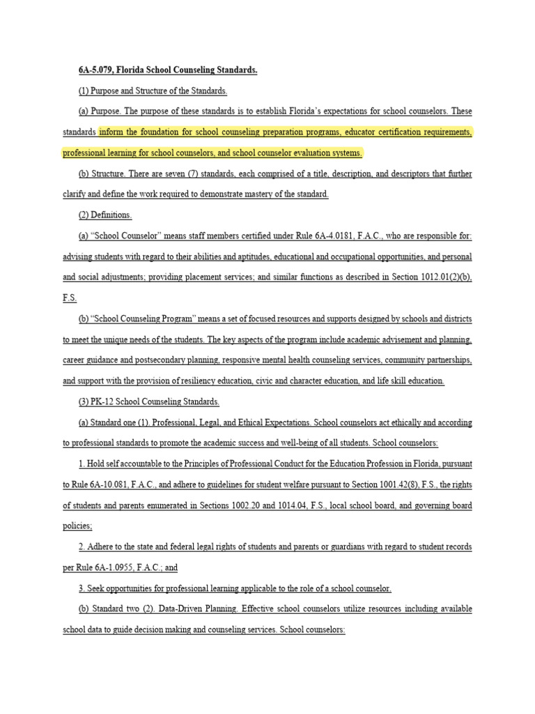 Fldoe school counseling standards pdf school counselor