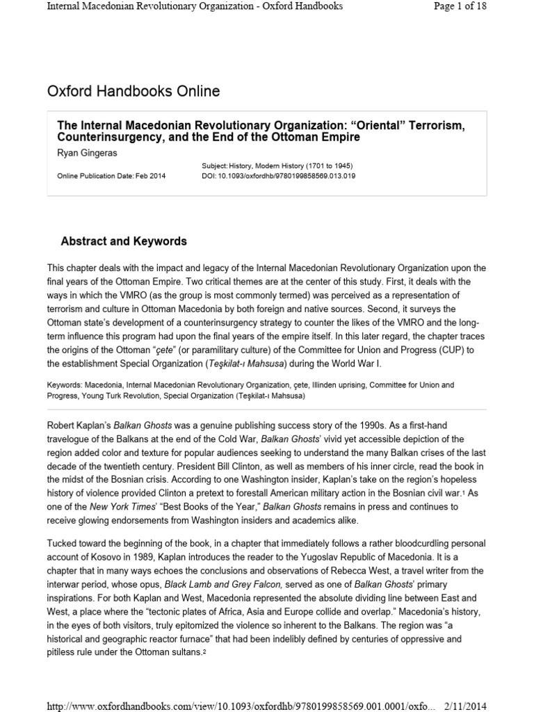 VMRO and Ottoman Counterinsurgency | PDF | Ottoman Empire | Mustafa ...
