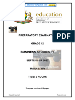 FS Business Studies Grade 12 SEPT 2022 P1 and Memo