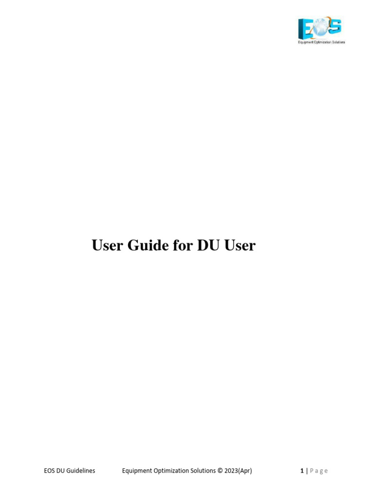 EOS DU User Guide for Equipment Optimization | PDF | Login | Computing