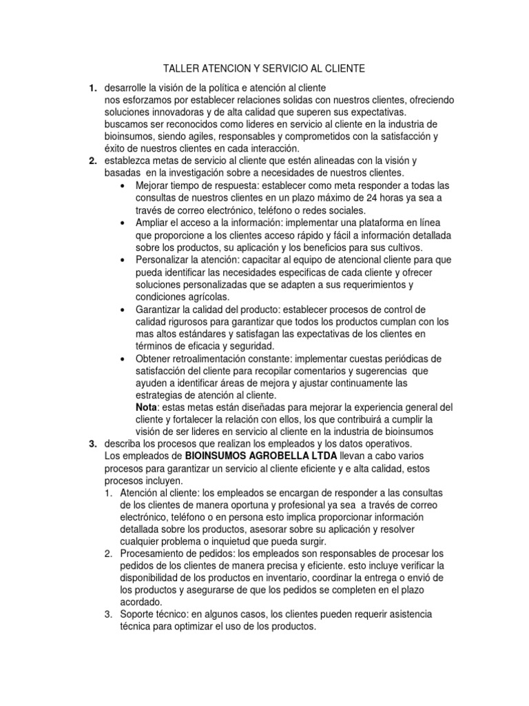 Estrategias de Atención al Cliente en Bioinsumos | PDF | Calidad ...