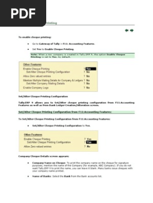 Enabling Cheque Printing