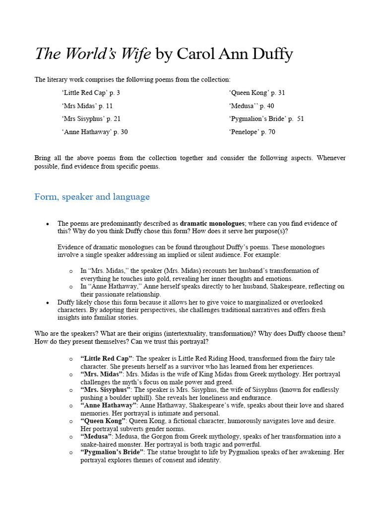 Duffy Poetry Work Pdf Poetry