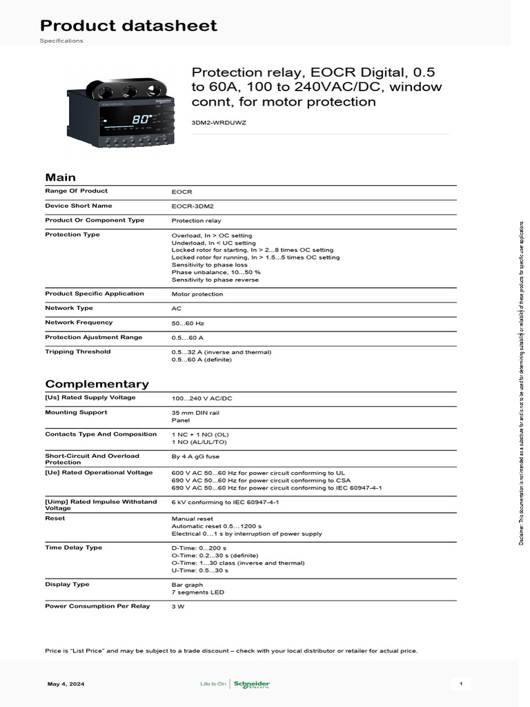 EOCR 3DM2-WRDUWZ User Manual | PDF | Relay | Alternating Current