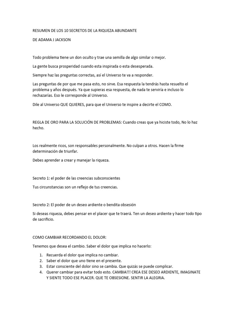10 Secretos para Crear Riqueza Abundante | PDF | Placer