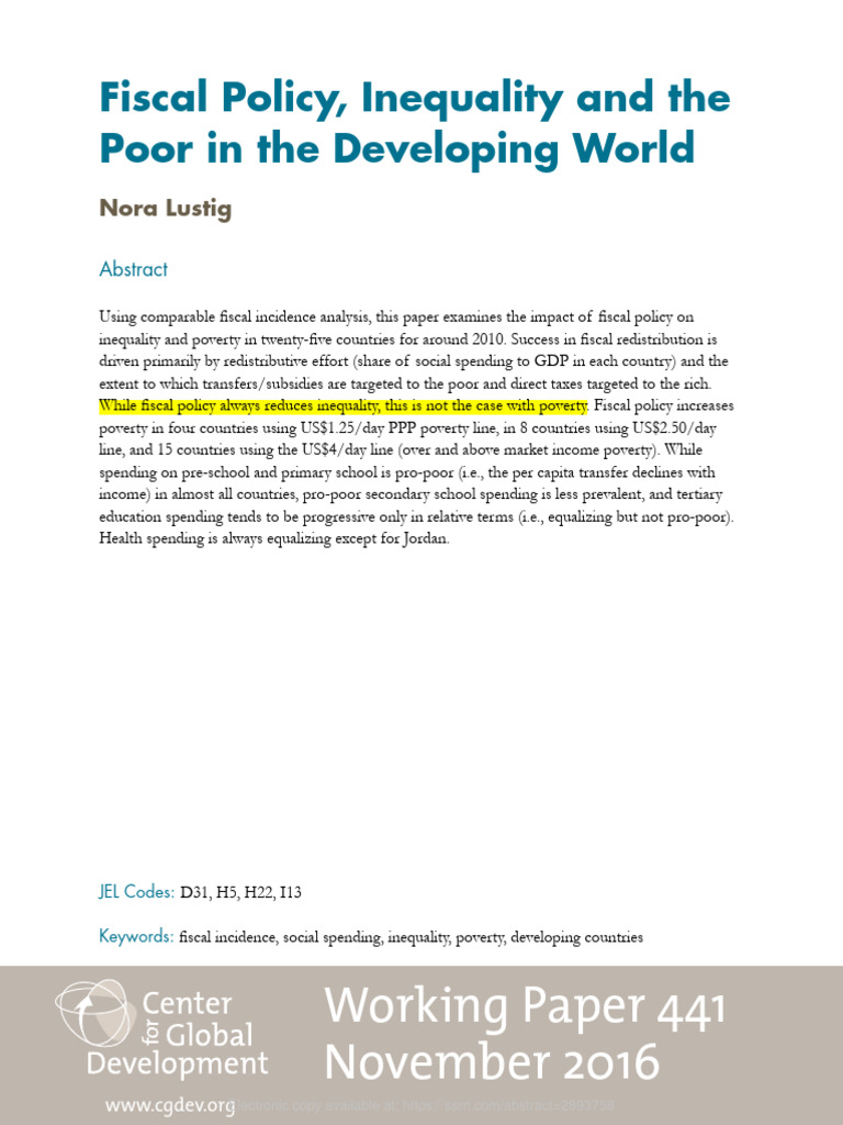 Fiscal Policy Impact on Inequality & Poverty | PDF | Taxes | Income