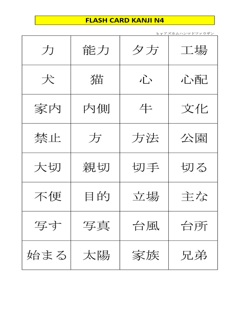 Flashcard kanji n4 | PDF