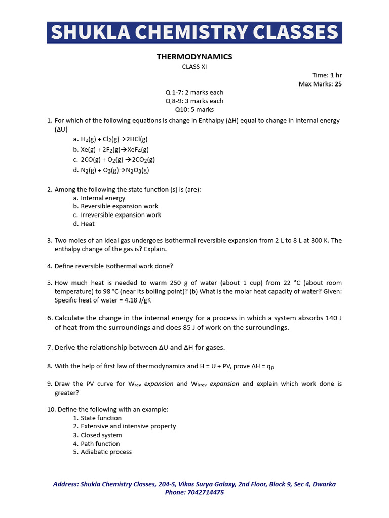 THERMODYNAMICS TEST 1 REVIEW intelligence overview
