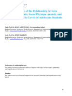 ... Nutrition Habits, Social Physique Anxiety, and Physical Activity Levels of Adolescent Students