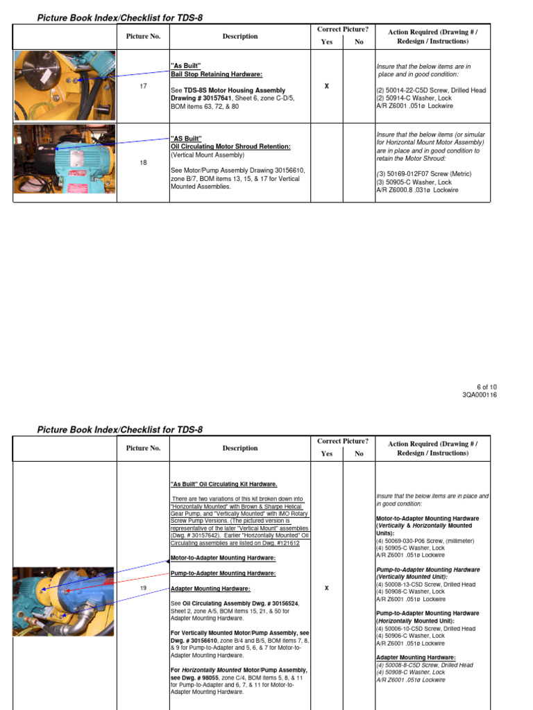 TDS-8 Picture Book Checklist | PDF | Screw | Valve