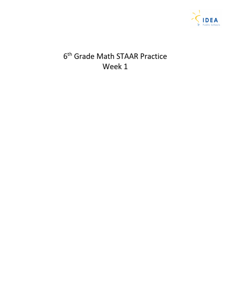 6th Grade Math STAAR Practice Week 1 | PDF
