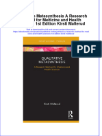 Ebook Qualitative Metasynthesis A Research Method For Medicine and Health Sciences 1St Edition Kirsti Malterud Online PDF All Chapter