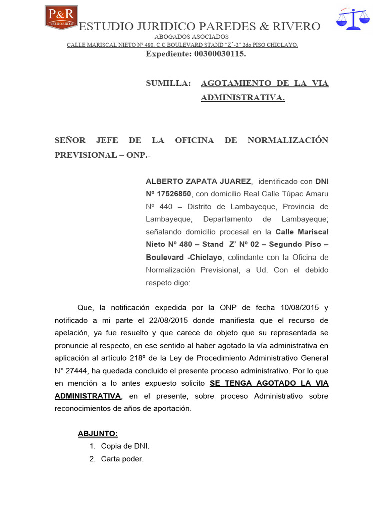 Agota La Via Administrativa y Carta Poder | PDF | Justicia | Crimen y ...