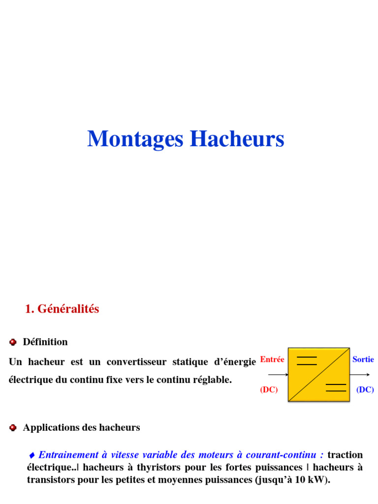 Hacheur Série : Principe et Applications | PDF | Générateur électrique ...