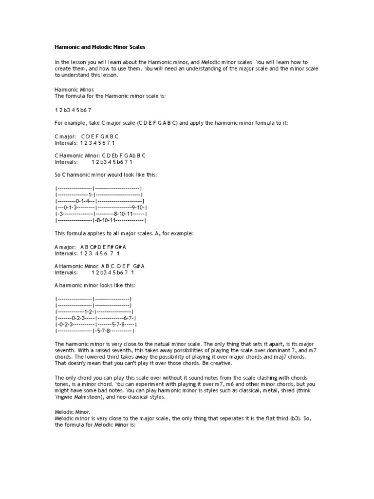Harmonic and Melodic Minor Scales | PDF | Minor Scale | Harmony