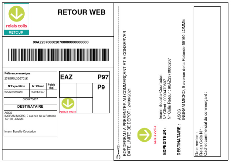 Retour ASOS : Instructions et Bordereau | PDF