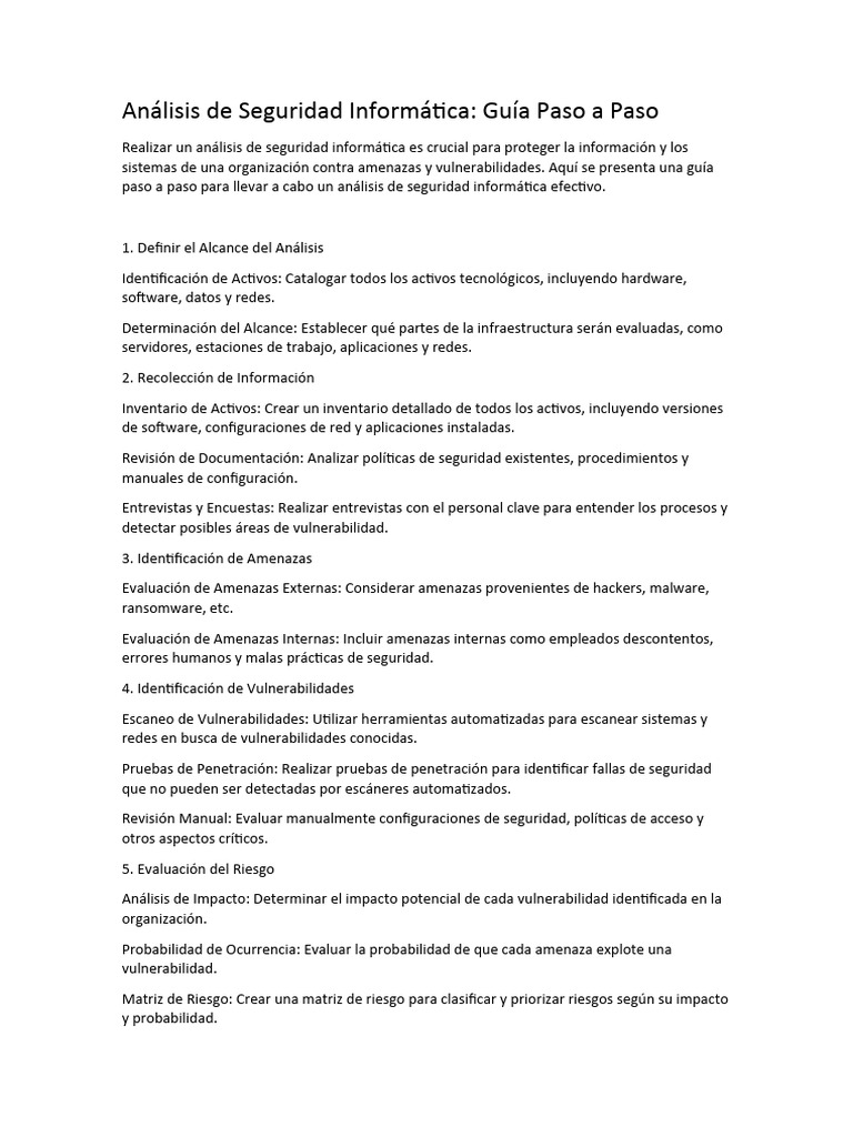 Guía de Análisis de Seguridad Informática | PDF | La seguridad ...