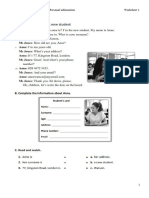 Personal information - worksheet 1