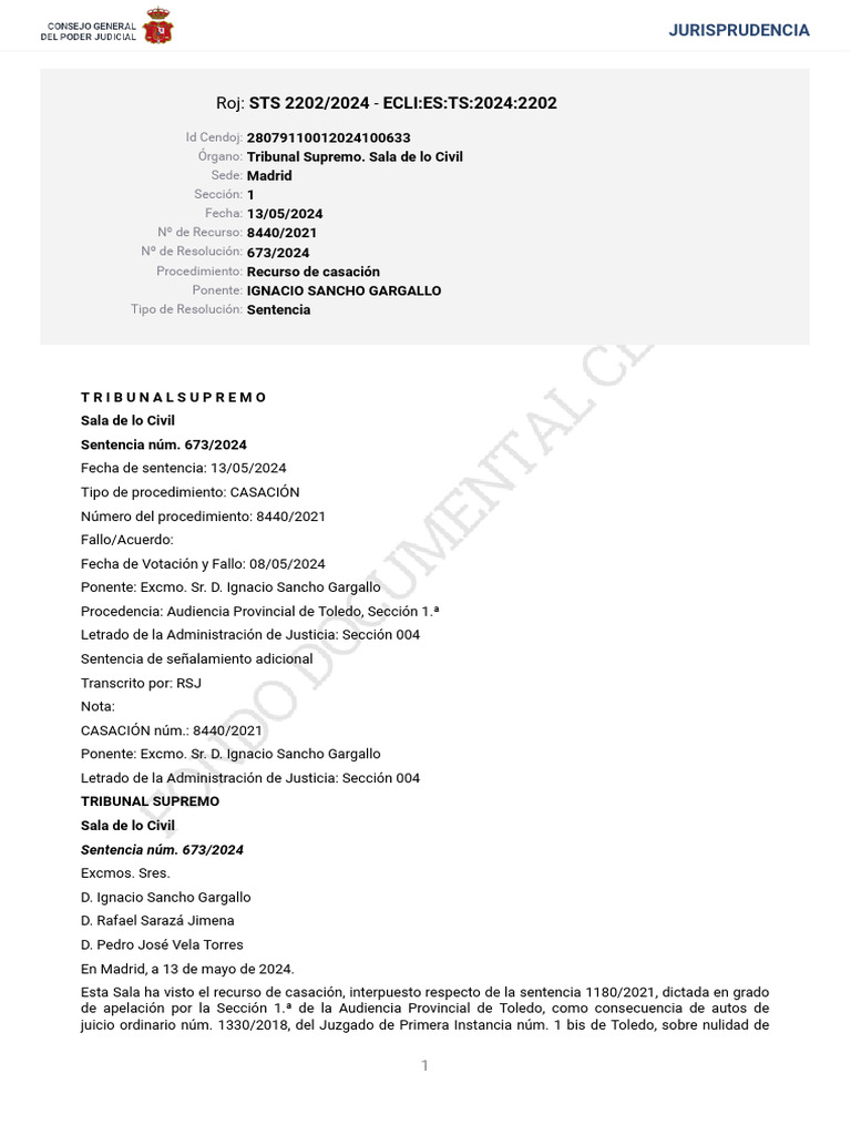 STS 2202 2024 | PDF | Sentencia (ley) | Caso de ley