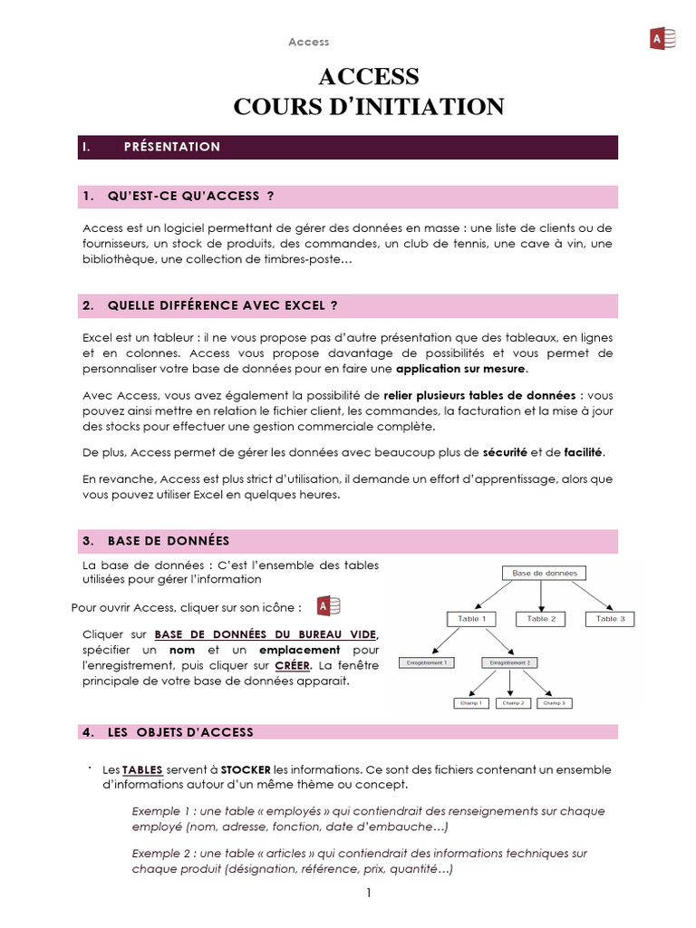 Cours d'initiation à Access | PDF | Microsoft Access | Informatique