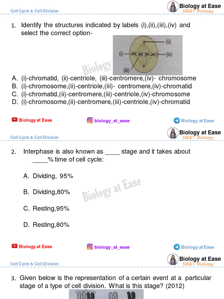 NEET Biology: Cell Cycle & Division Guide | PDF | Mitosis | Meiosis