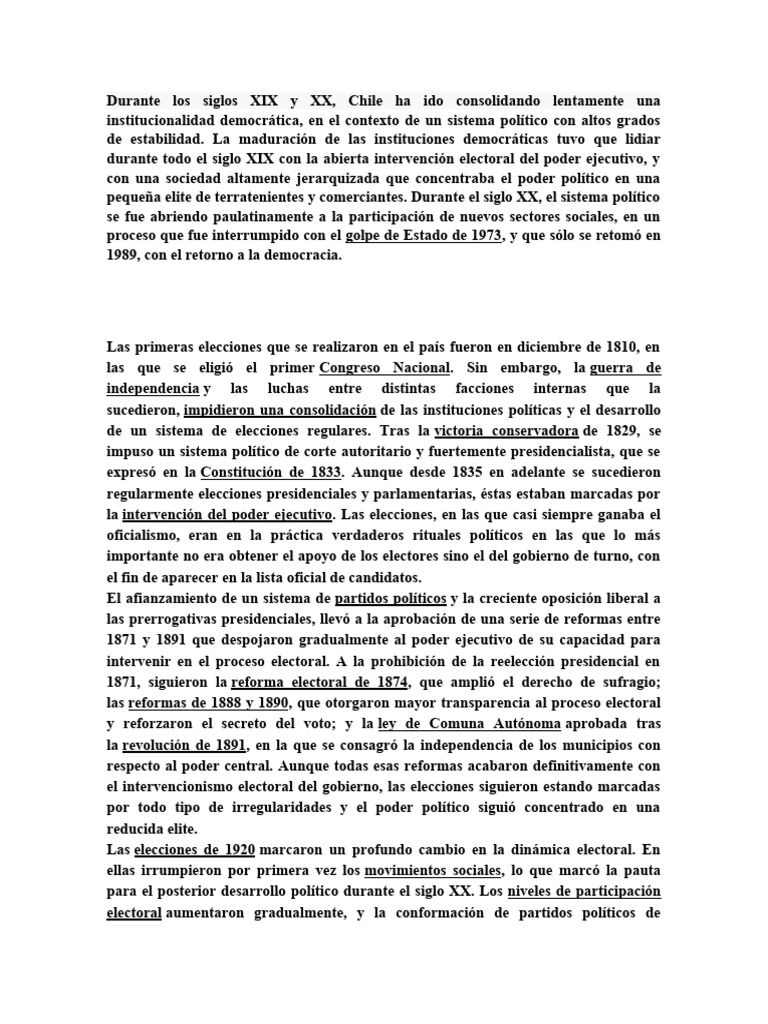 Evolución de la Democracia en Chile | PDF | Elecciones | Votación
