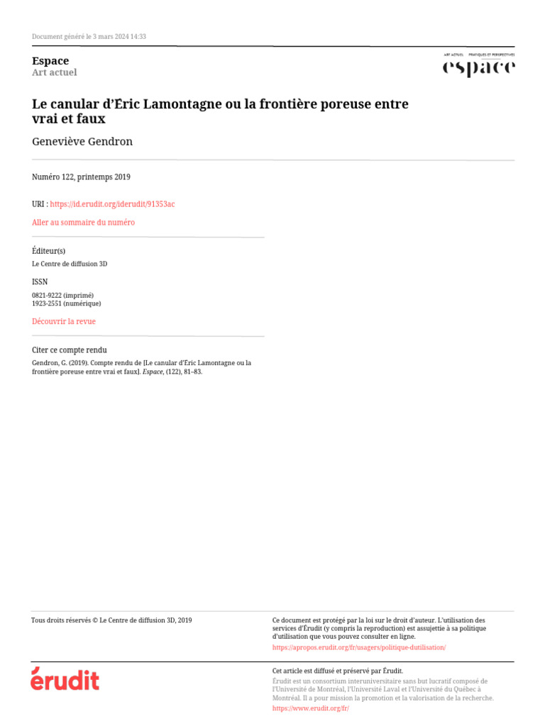 Canular artistique d'Éric Lamontagne | PDF | Environnement naturel