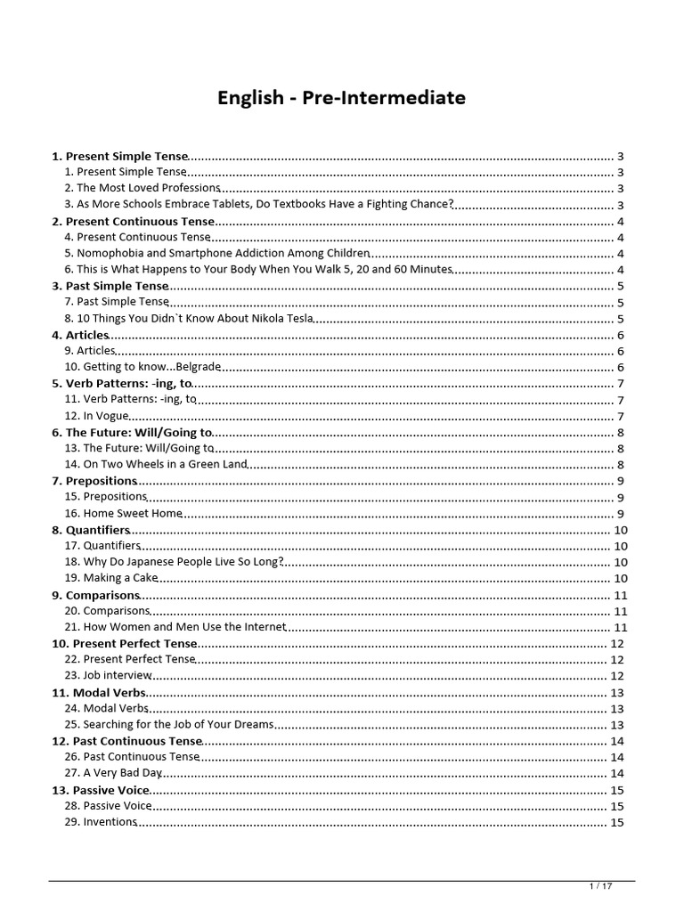 English - Pre-Intermediate | PDF | Grammatical Tense | Verb