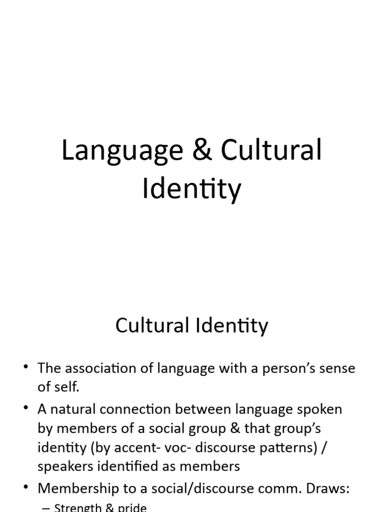 Language and Cultural Identity Dynamics | PDF | Identity (Social ...