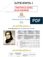 Dersin Tanıtımı & Analitik Kimyada Temel Kavramlar