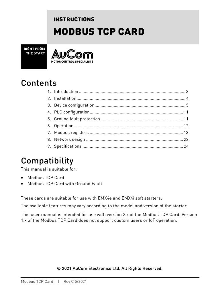 710-16501-00A Modbus TCP Card For EMX4 EN Web | PDF | Computer Network ...