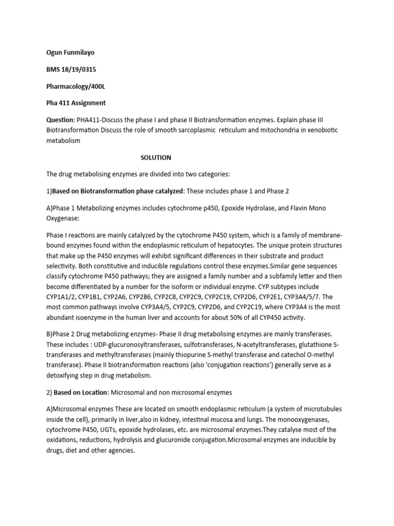 Biotransformation Enzymes in Drug Metabolism | PDF | Drug Metabolism ...