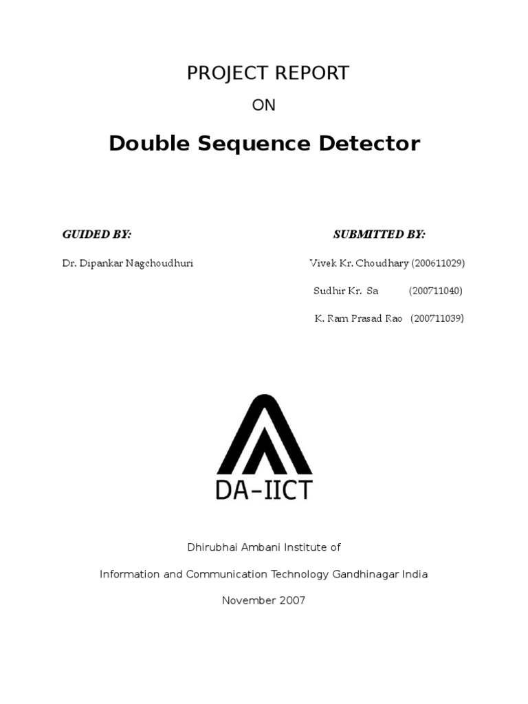 Double sequence detector project report pdf electrical circuits