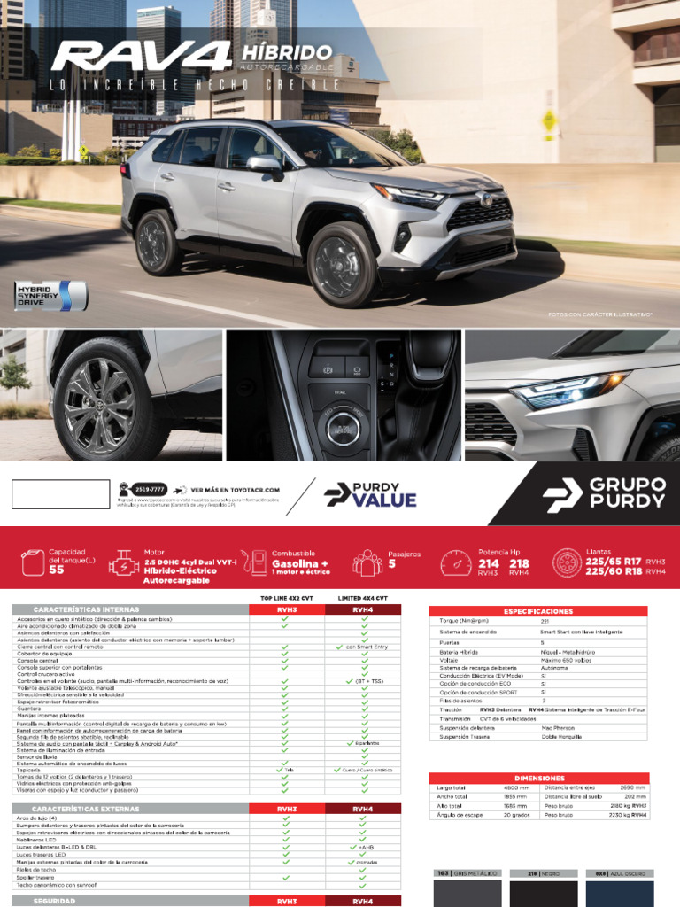 Ficha Técnica - Ficha Técnica Toyota Rav4 Híbrido | PDF