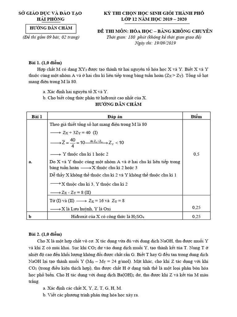 Dap An de Thi Hoc Sinh Gioi Thanh Pho Lop 12 TP Hai Phong Mon Hoa Hoc ...