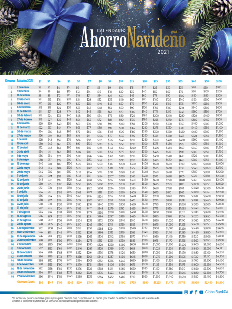Calendario Ahorro Navideno 2021 | PDF | Navidad